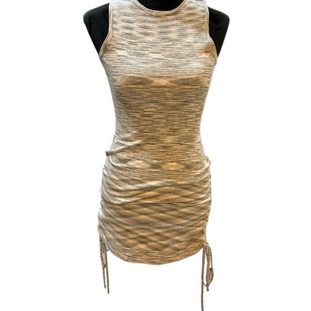 DNA Couture Sleeveless Bodycon Dress size Small Viscose Cinched Drawstring Sides